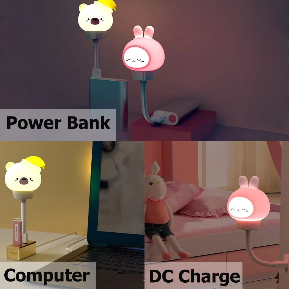 USB portable LED animal night light with remote control in cartoon bear design