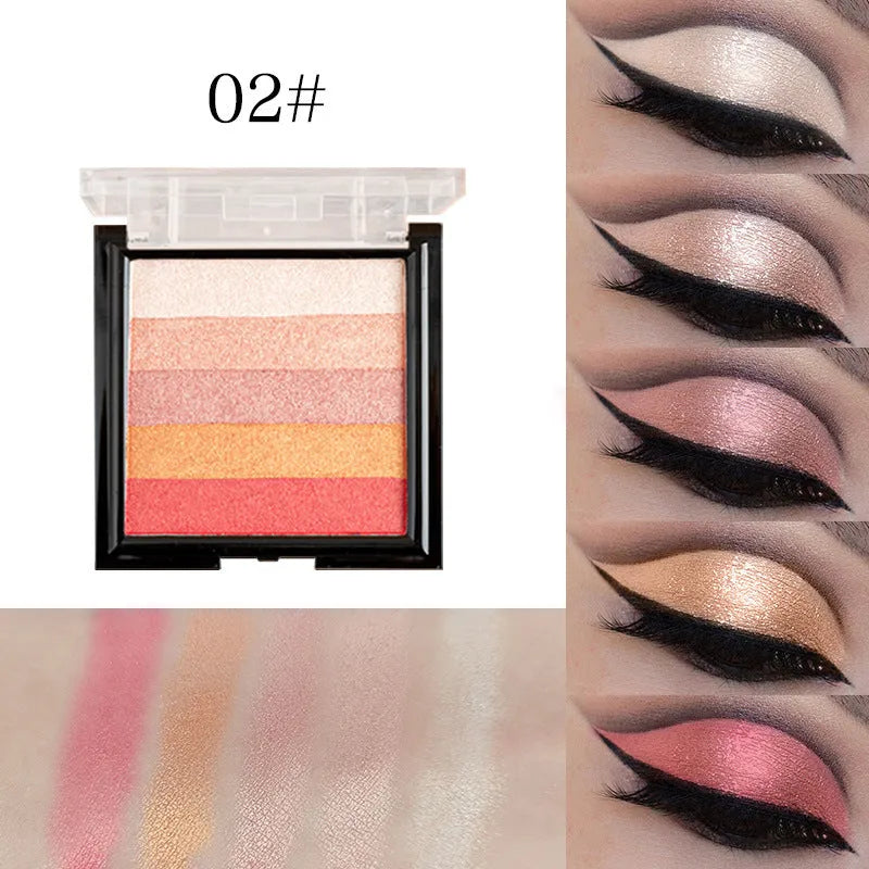 A standard 12g highlight eye shadow compact open to show powder, labelled with six shade options 01 to 06.