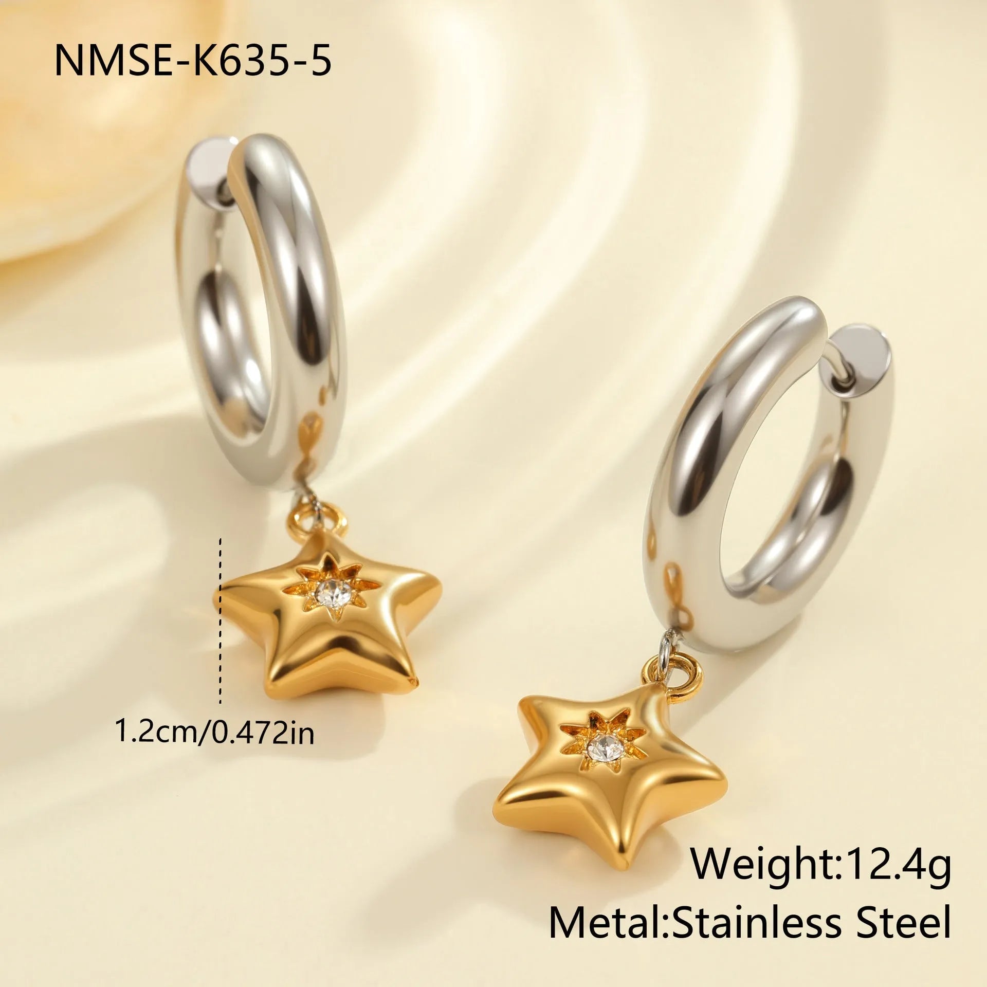 Gold plated stainless steel Christmas tree and heart shape earrings for women with star and geometric design options