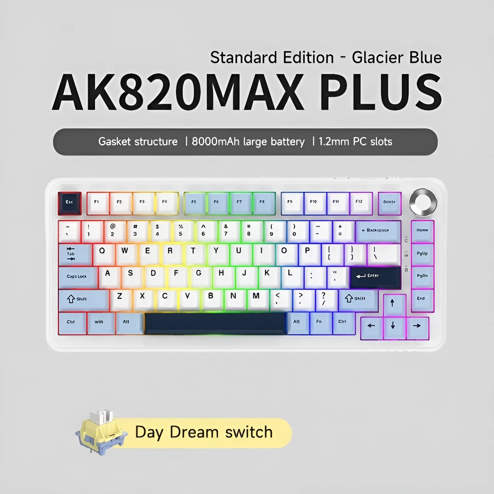 Black, grey, and yellow wireless mechanical keyboard with compact 75% layout and hot-swappable switches