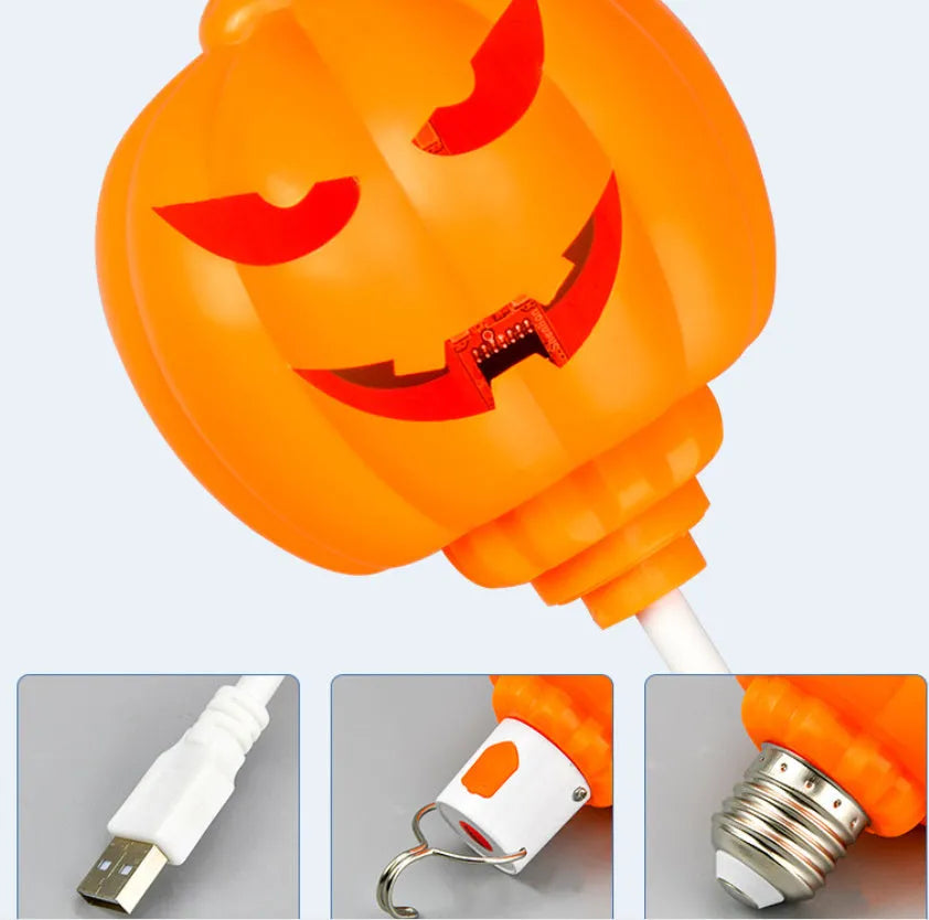 Pumpkin shaped LED lamp with yellow or purple light options for Halloween and autumn decoration