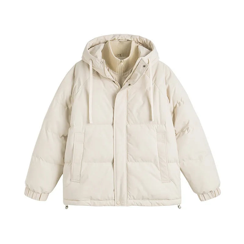 Loose fit two-piece cotton padded coat with side seam pockets in multiple colour options