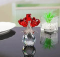 K9 crystal rose decorative ornament with wire drawing texture in Chinese-style geometric design