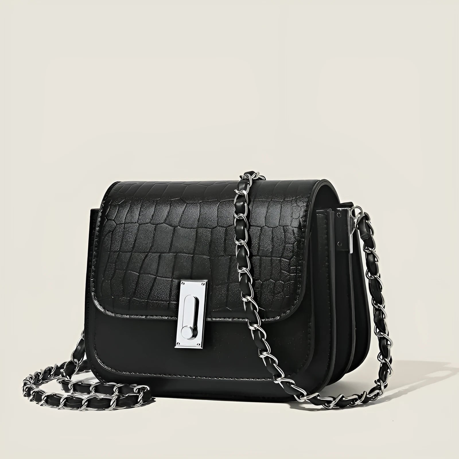 Women's soft PU crossbody shoulder bag in horizontal square shape with phone compartment