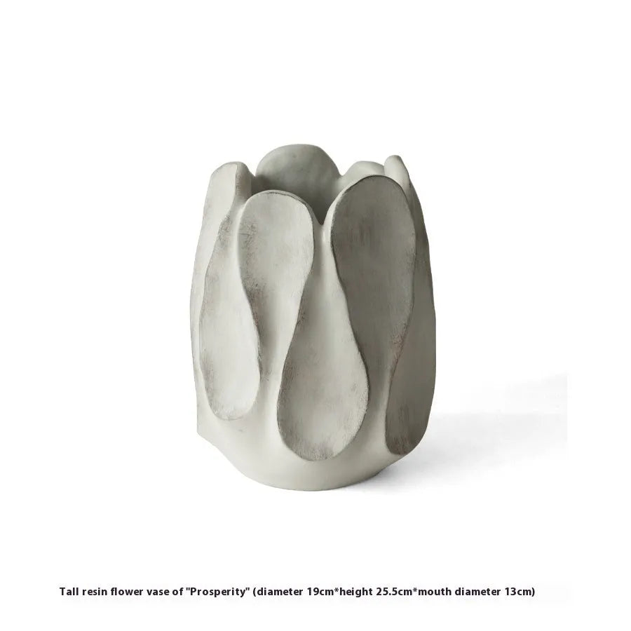 Ceramic irregular art vase for flower arrangements in low or high style magnesium clay construction