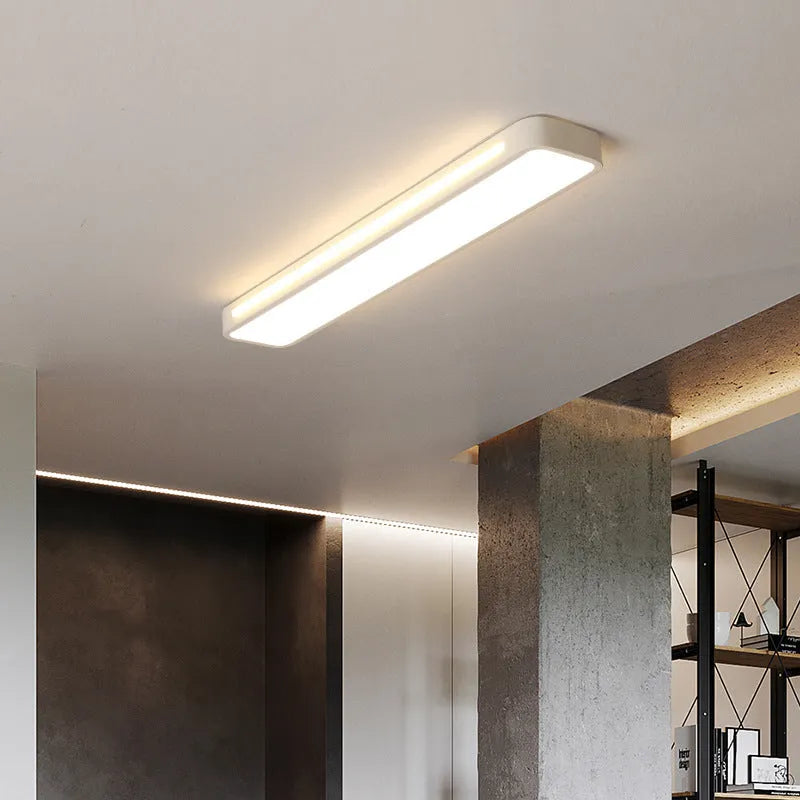 LED strip ceiling lamp Nordic simple aluminium acrylic black 48x12CM for corridor or balcony