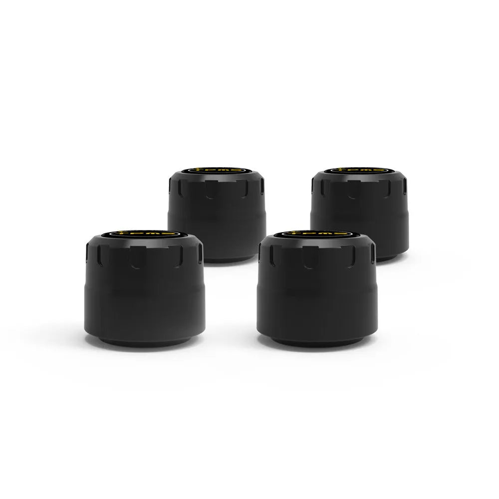 Black Bluetooth tyre pressure monitor sensors with wrench and anti-theft screws for vehicle safety