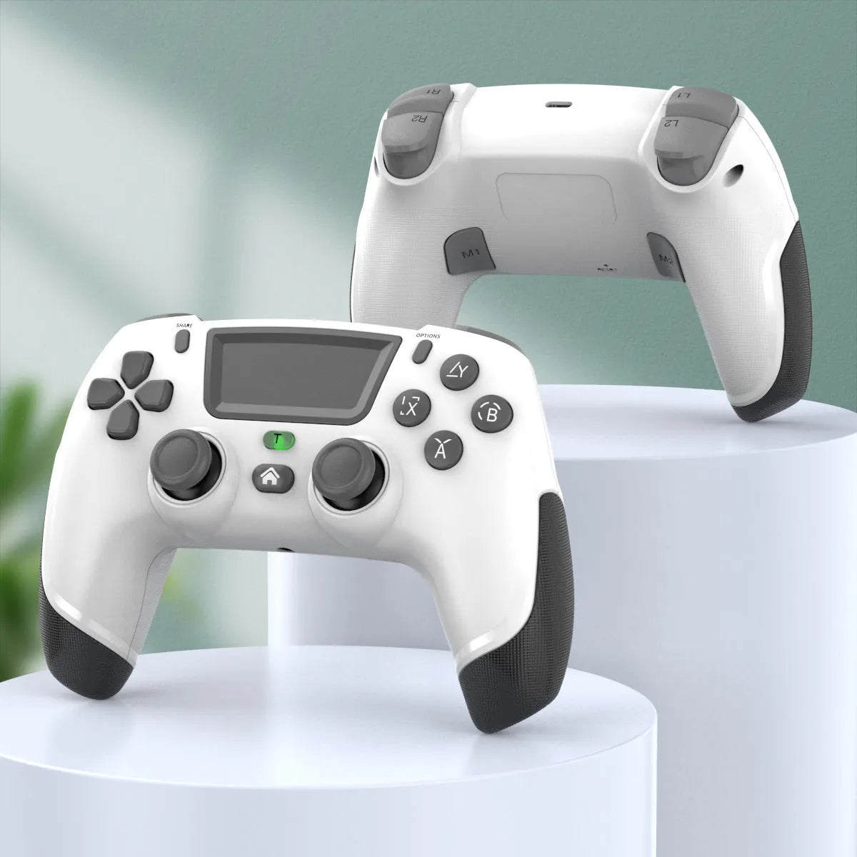 Fruit green wireless Bluetooth game controller for PS4, PC, Switch, Android, and iOS with vibration and force feedback
