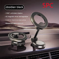 Black all-metal magnetic car phone mount with foldable bracket on vehicle dashboard