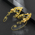 Handmade leaf shaped elf ear clip in gold pair with electroplated finish on woman
