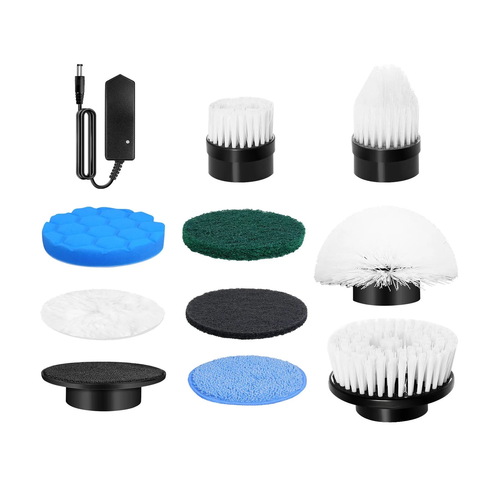 White handheld electric cleaning ball with a brush attachment on a household surface.