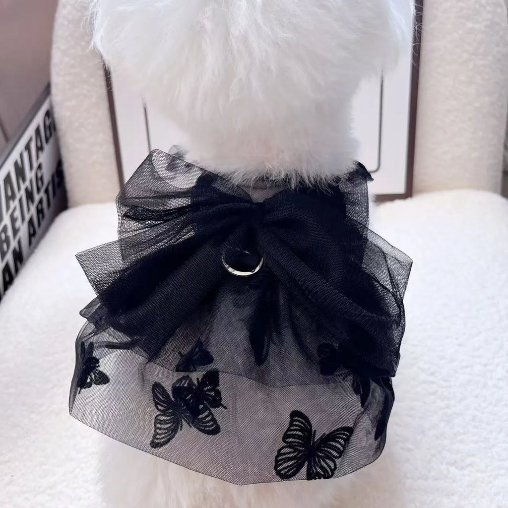 Black princess tulle skirt dog cat clothing with gauze material and five size options