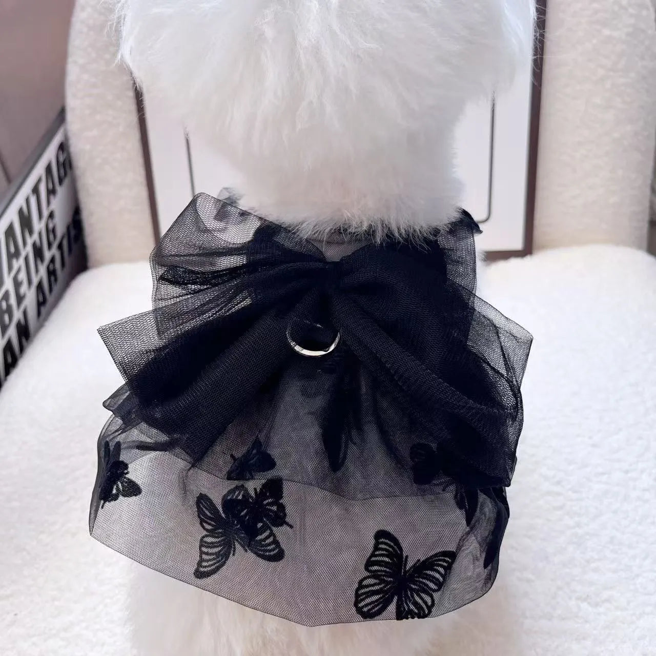 Black princess tulle skirt dog cat clothing with gauze material and five size options