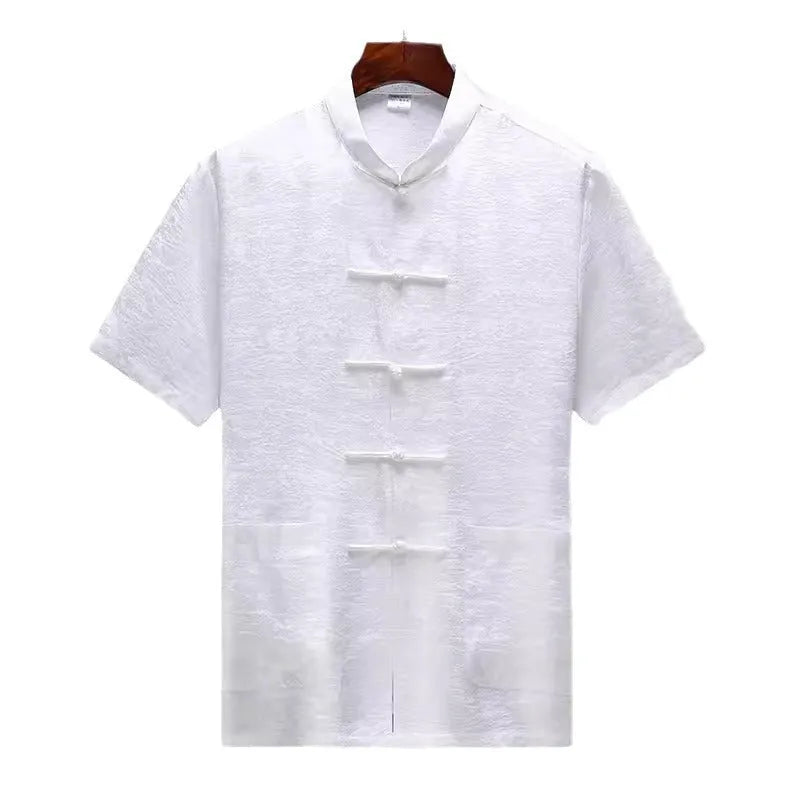 Men's mulberry silk Tang suit in traditional Chinese style with jacket and trousers