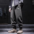Men's grey ankle-tied casual sweatpants with straight leg design