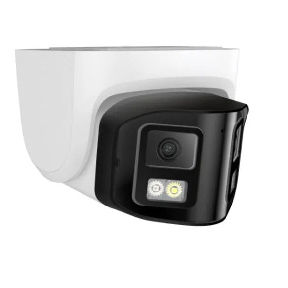 4MP dual-lens IP security camera with panoramic view and IP66 waterproof rating