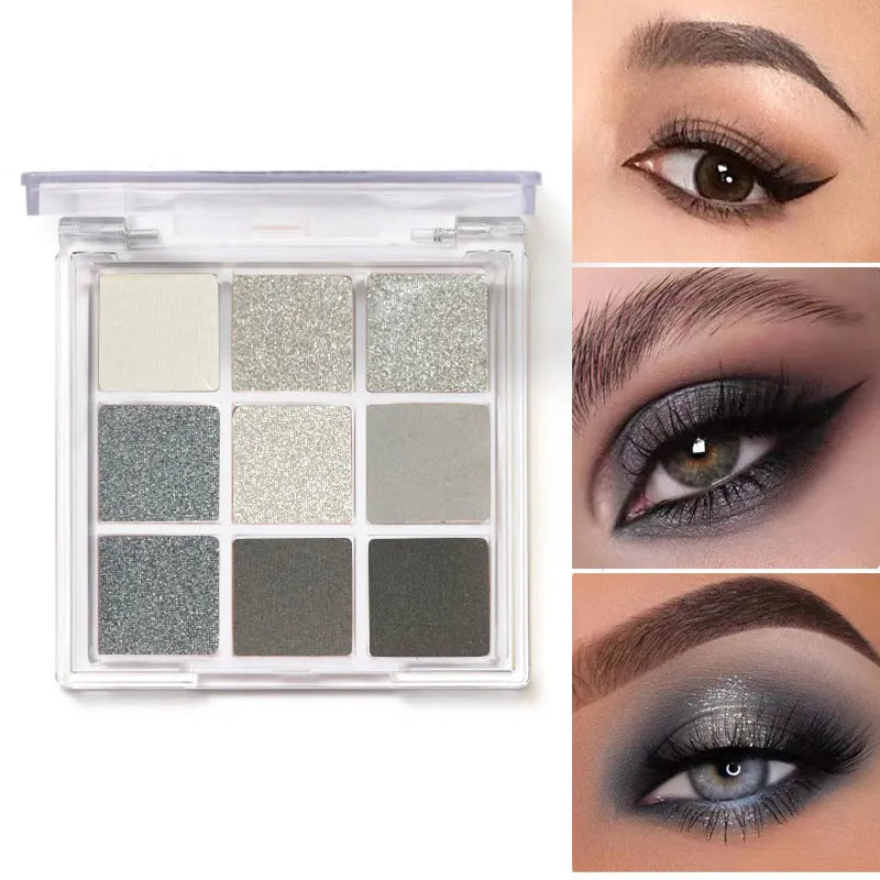 INS CZ0069 nine colour eyeshadow palette showing grey tones including iron grey and black shades