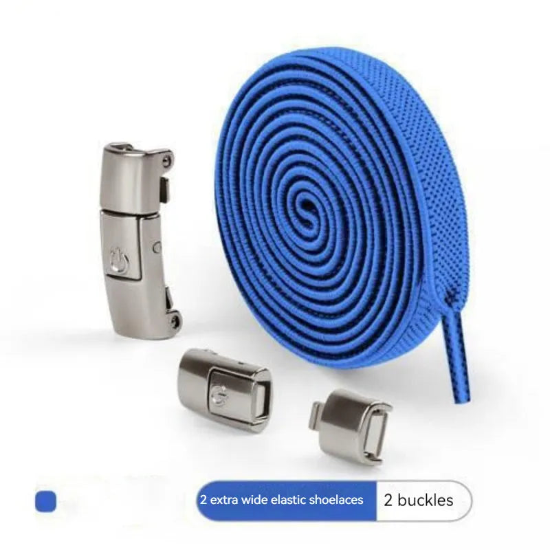 Press lock elastic shoelace with 8mm flat width and cotton weave on a trainer.