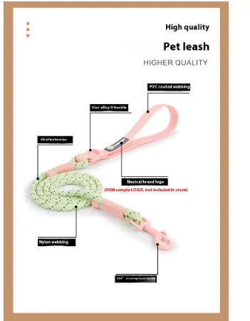 PVC solid colour dog leash with hand holding rope in dark red or taoyao green, 120cm length