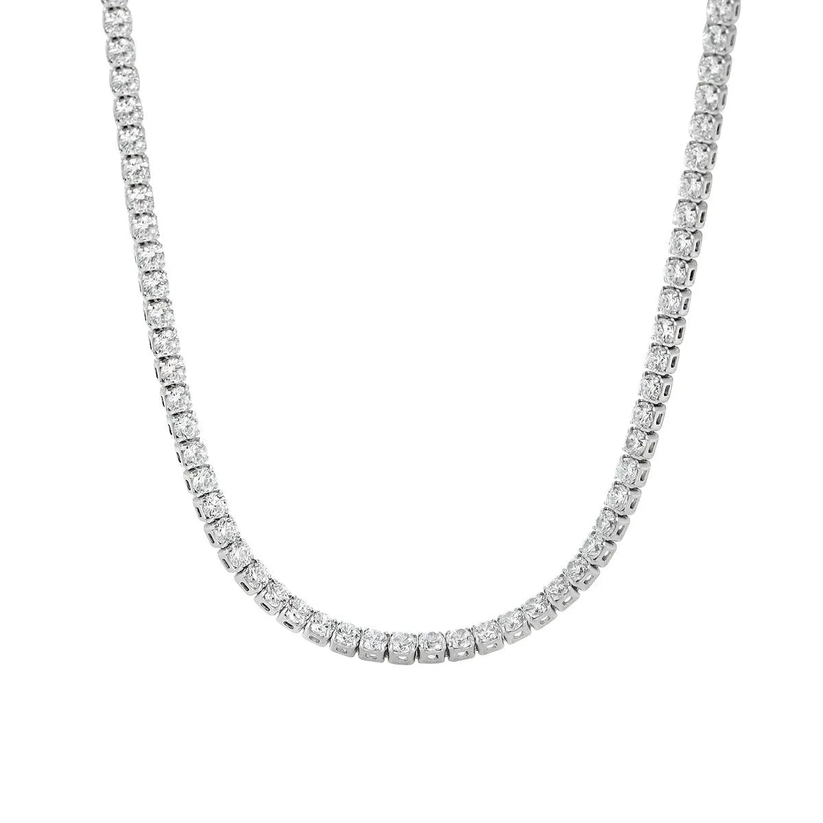 Women's sterling silver necklace with round charm, 925 silver construction with diamond treatment