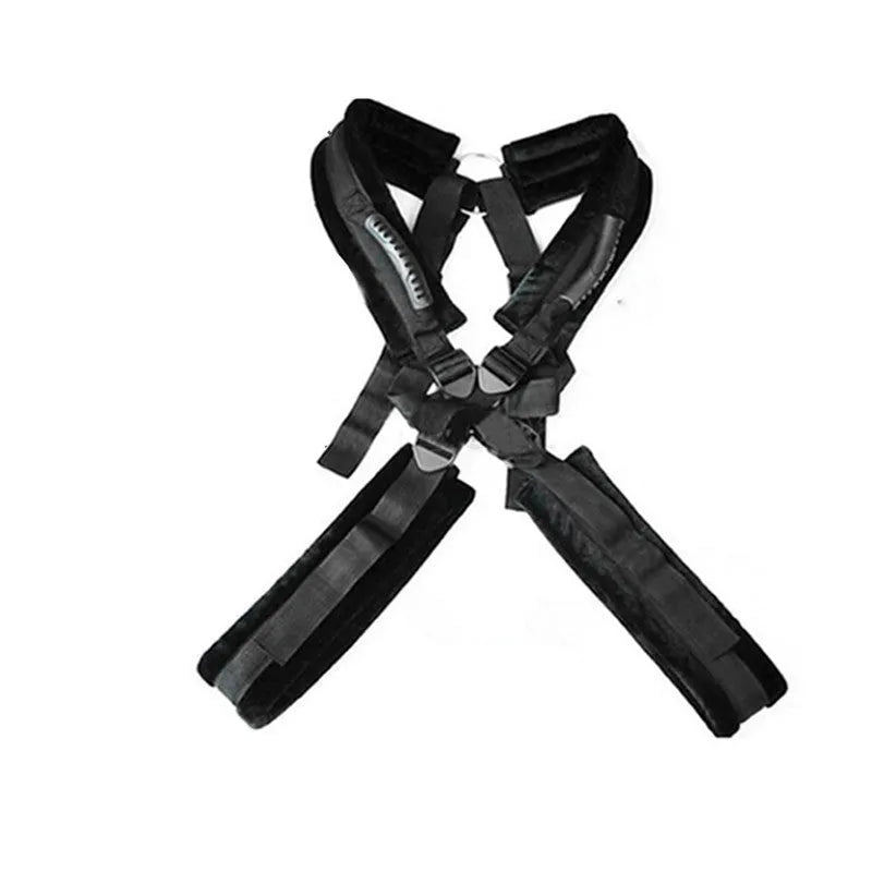 Nylon couple binding backpack swing in black for intimate play with adjustable shoulder straps