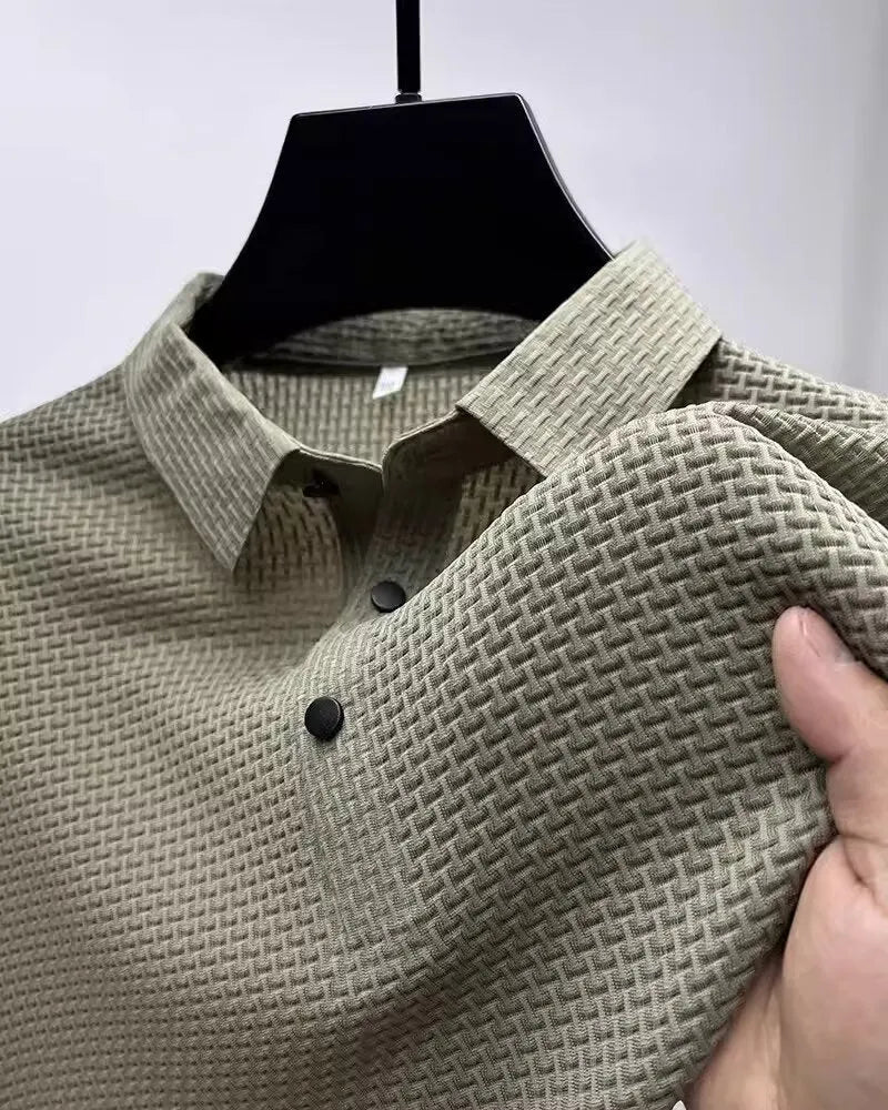 Men's short sleeve polo shirt in business casual style with cotton blend fabric, available in multiple sizes and colours