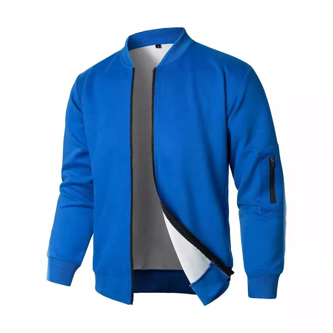 Men's knitted jacket in black gray or blue with long sleeves and loose light business fit cotton blend