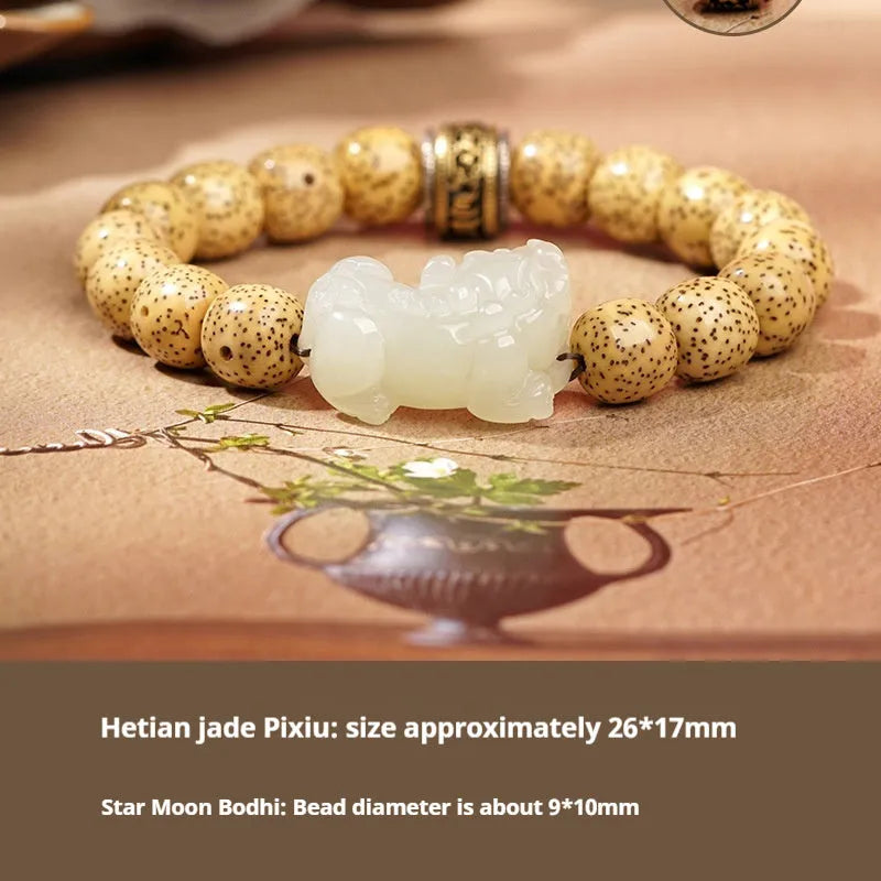 Hetian jade bracelet with braided rope closure in traditional Chinese style