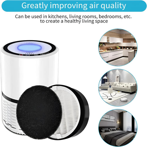 Levoit LV-H132 air purifier replacement filter measuring 19cm square, includes white filter screen and cotton.
