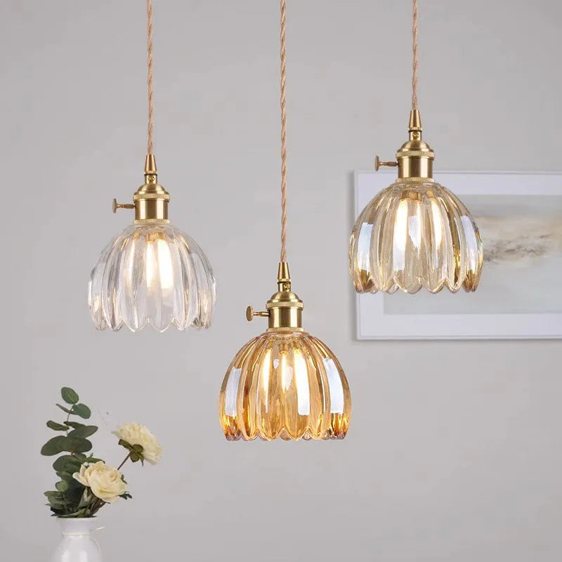 Vintage glass flower bedside chandelier in Nordic style with five colour options