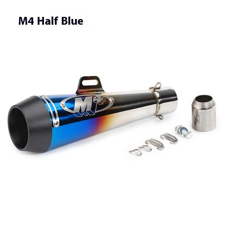 Universal M4 motorcycle exhaust pipe in multiple finish options for large displacement bikes