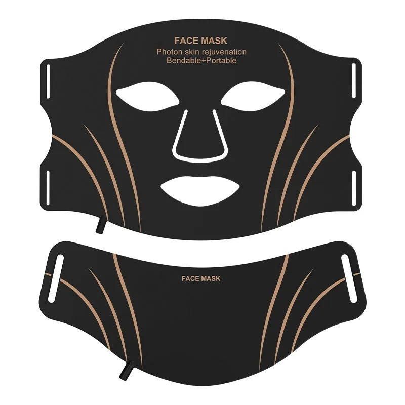 Black and gold IPL LED facial beauty device with silicone mask and hard shell case.