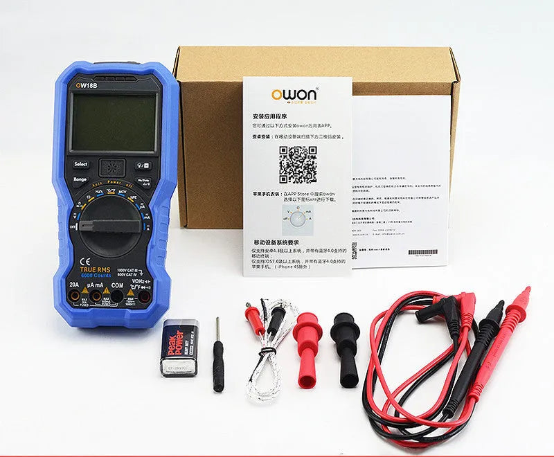 Handheld digital multimeter with NCV voltage sensing and temperature measurement capability