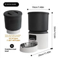 White 4-litre smart pet feeder with LCD screen, featuring a stainless steel bowl on a grey placemat.