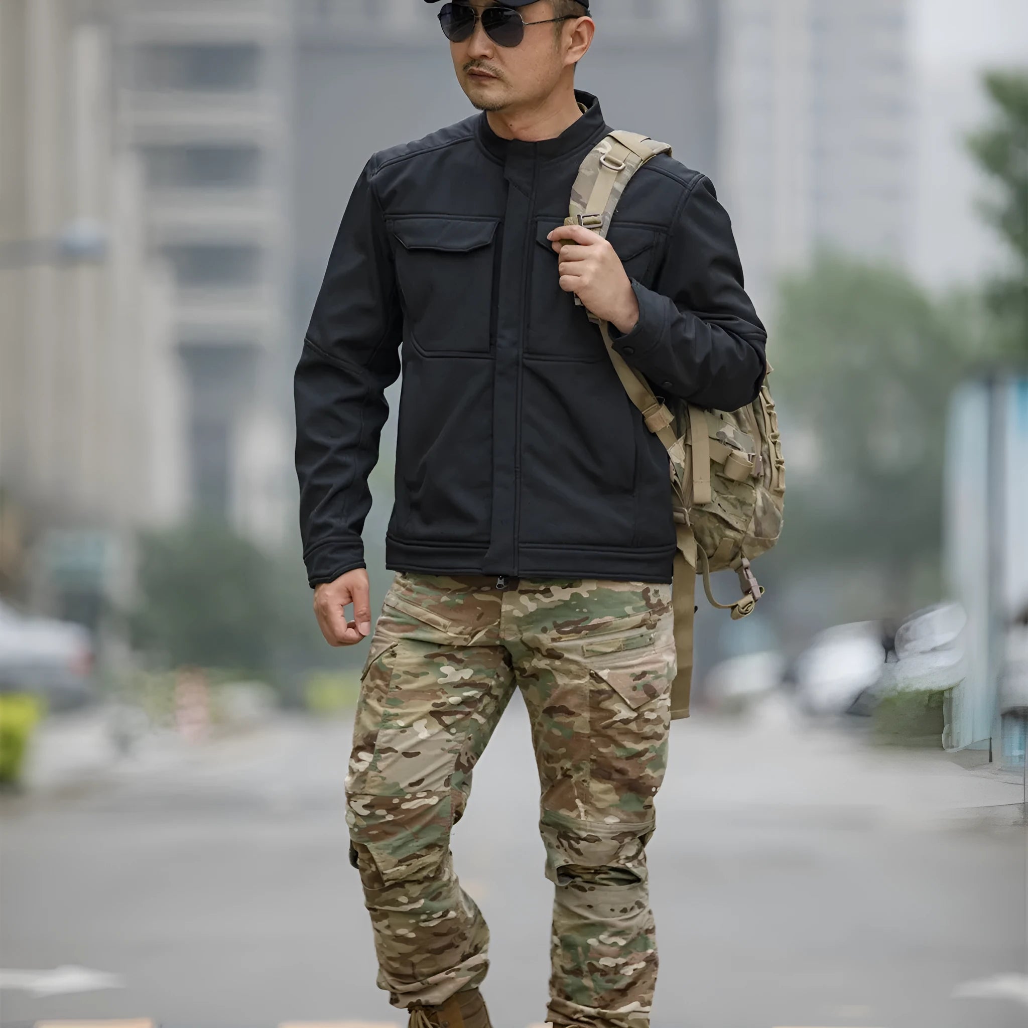 Bone Frog Peak Breaker black soft shell jacket for mountaineering and outdoor sports.