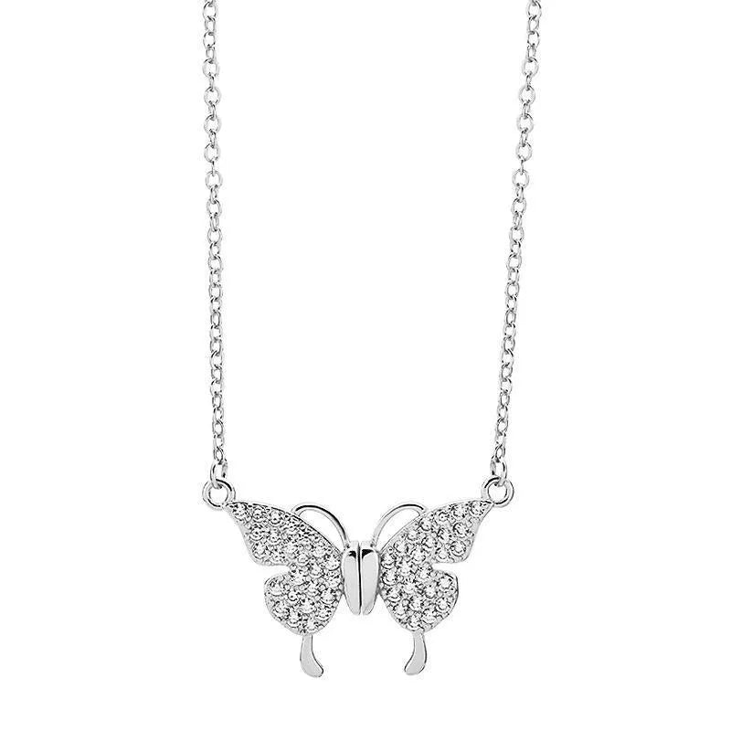 Women's gold magnetic snap butterfly necklace with twisted titanium steel clavicle chain