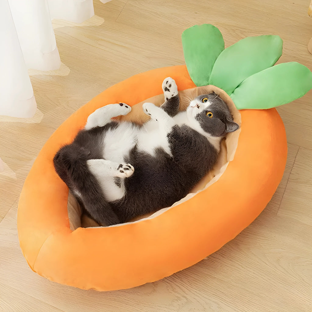 Carrot-shaped pet mattress with removable design in cartoon style for medium and large dogs