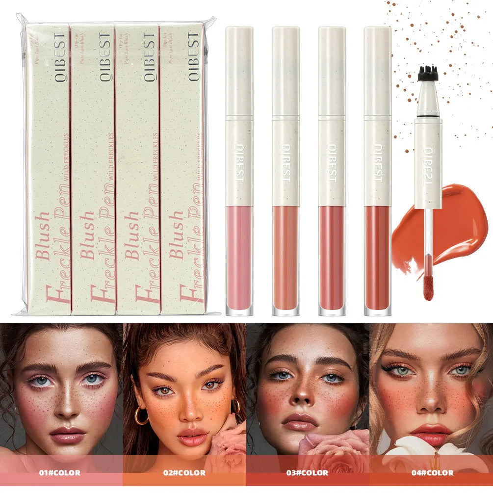 Double-headed freckle blush powder in matte finish with applicator, available in four colour options