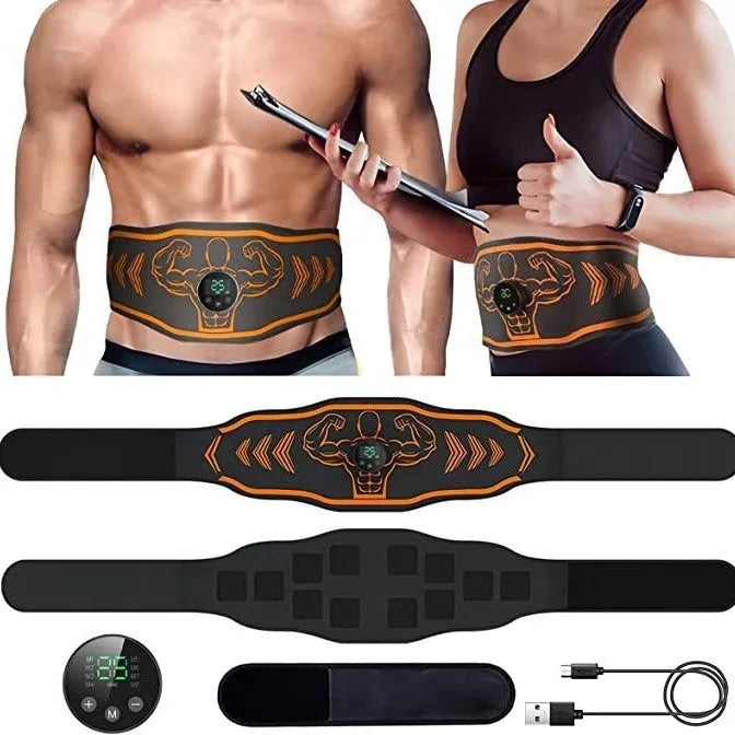 Smart EMS massage belt fitness equipment set with rechargeable host and arm stickers