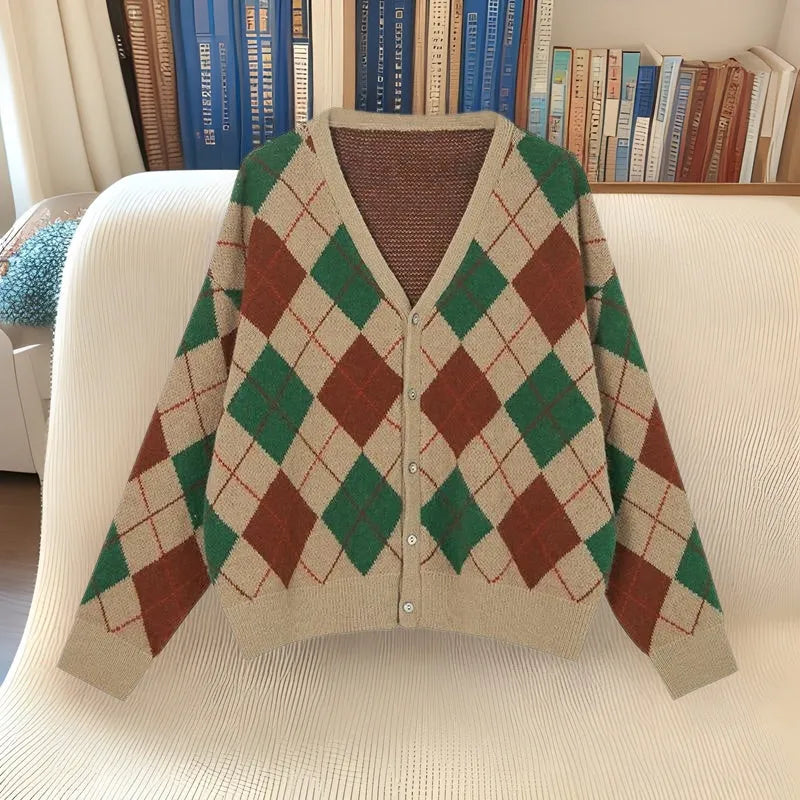 Women's casual knitted cardigan coat in macaron colours - pink, green, black, khaki.