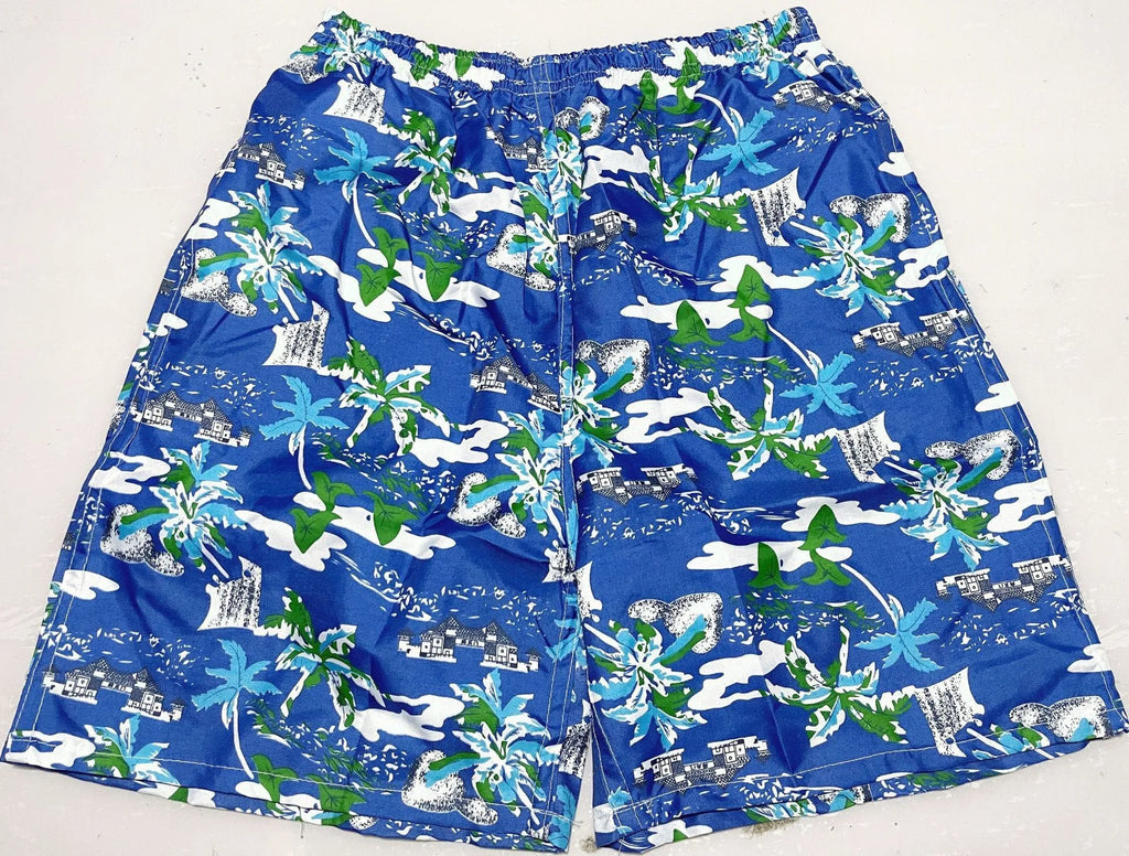 Men's floral print swimming trunks in polyester with five-point design