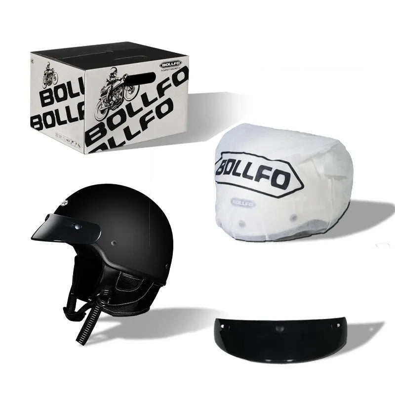 Retro biker style motorcycle helmet in matte cement grey colour with ABS plastic shell.