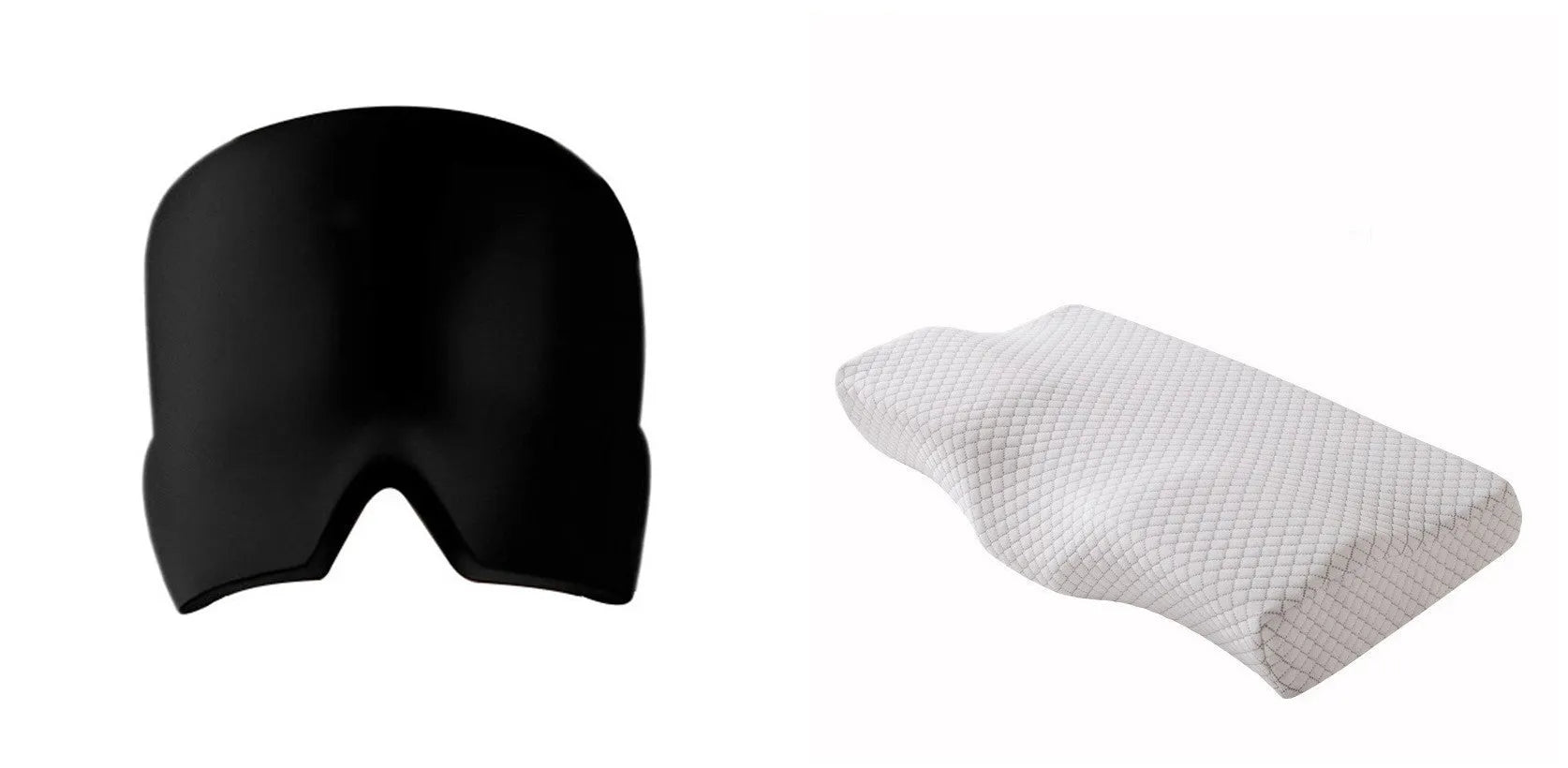 Black elastic cloth gel eye mask for headache relief measuring 22cm by 17cm