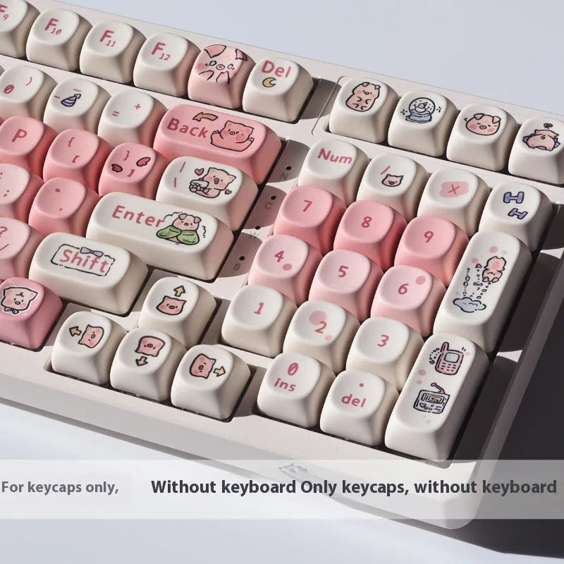 Pink PBT keycap with cute pig design on top and sides, for mechanical keyboards.