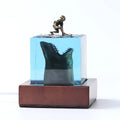 Shark surfer resin night light ornament with crystal glue finish in 5cm or 8cm size
