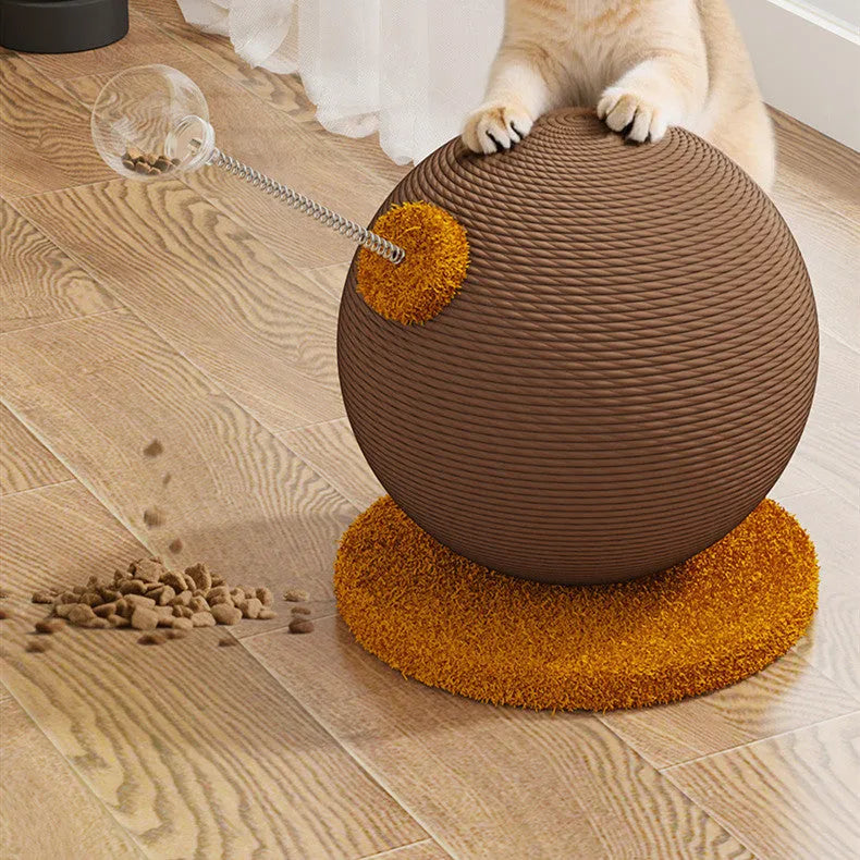 Hemp rope cat scratch board in large and small sizes with cat grasping ball or tumbler design options