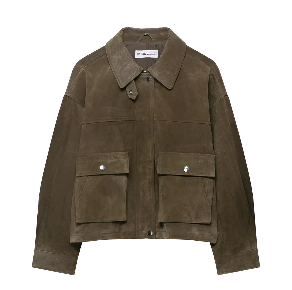Women's PU leather jacket with regular fit and Asian sizing options in Japanese Korean casual style