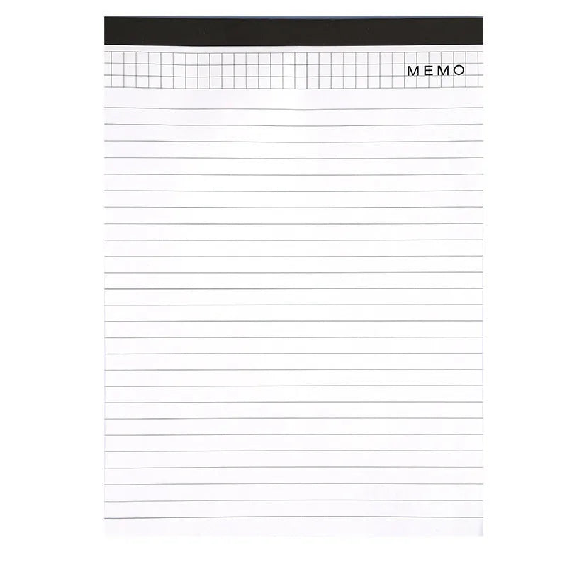 A4 tearable grid notebook with paper cover open to show ivory white pages with subtle grid pattern