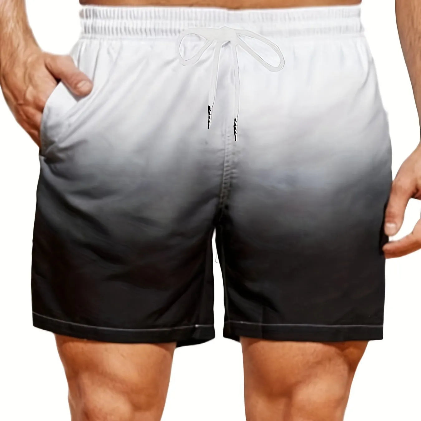 Men's gradient colour 3D digitally printed mesh sport shorts with micro-elastic fabric
