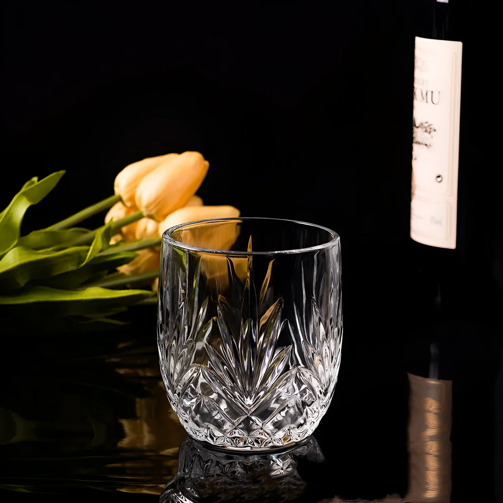 Crystal whiskey glass with thick heavy bottom and 350ml capacity